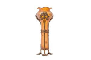 Loetz Glass with Copper Frame