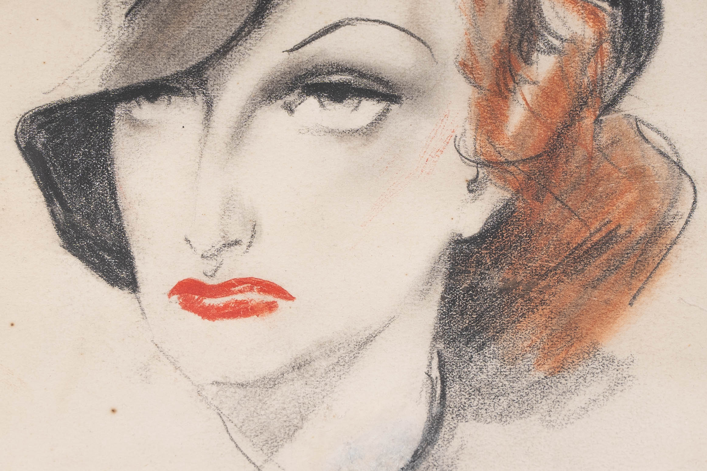 Faragó Géza (1877–1928):Női portré kalapban - Image 2
